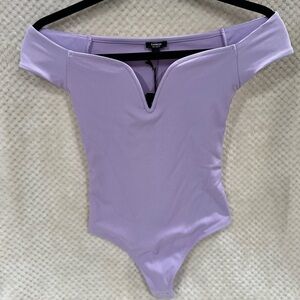 **BRAND NEW W/ TAGS** Express Light Purple/Lavender Off-Shoulder Bodysuit